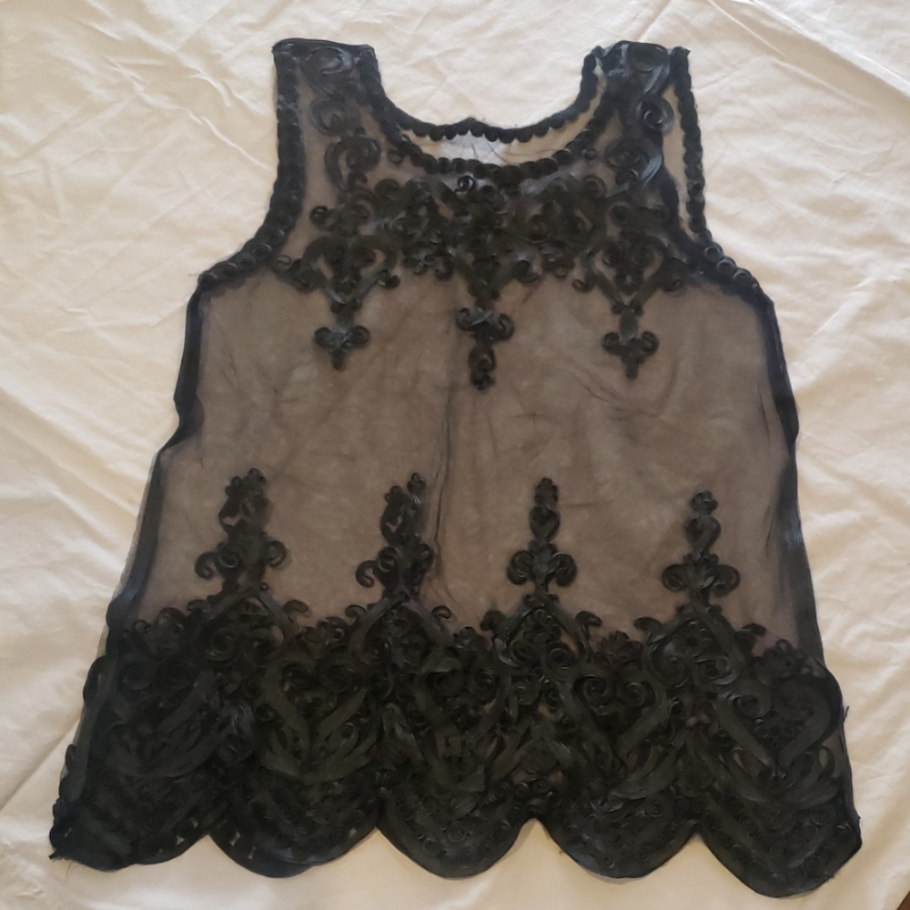 Lilly fashion See through black tank top Size medi